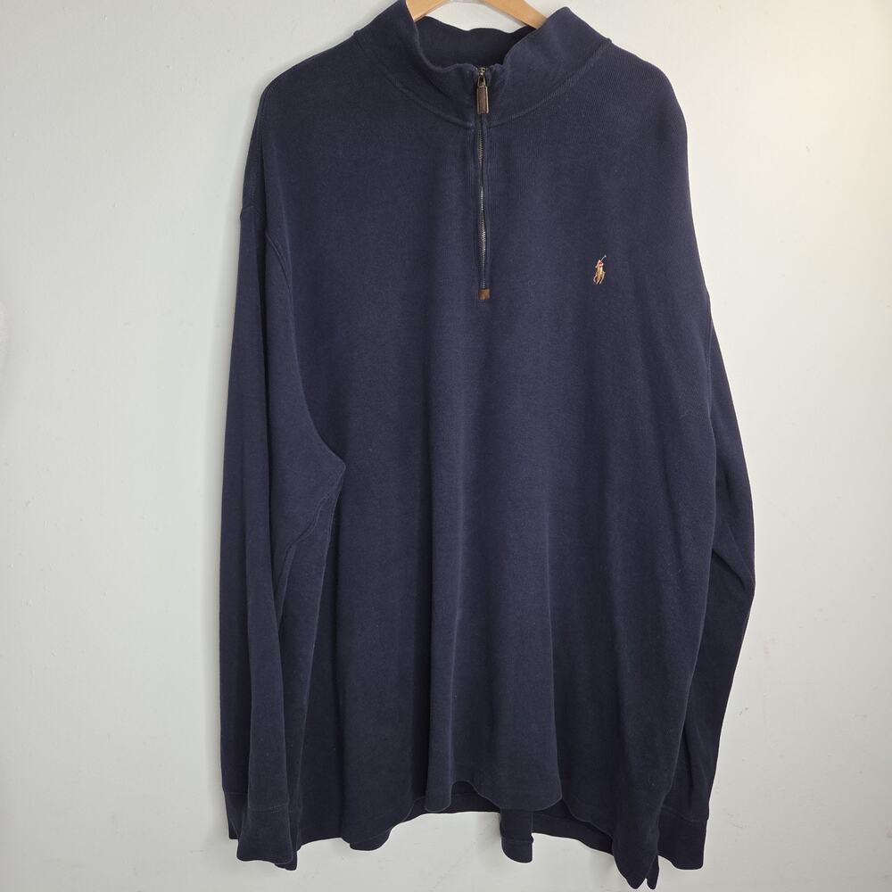 Polo Ralph Lauren Men's Quarter Zip Blue Cotton Sweater Men's Size 3XB